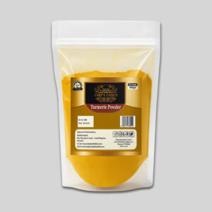 Turmeric Powder in bright yellow color, packed fresh for rich flavor, natural aroma, and healthy cooking.